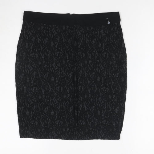 Esprit Women Black UK 8 Floral Lace Pencil Knee Length Skirt