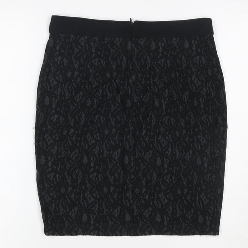 Esprit Women Black UK 8 Floral Lace Pencil Knee Length Skirt