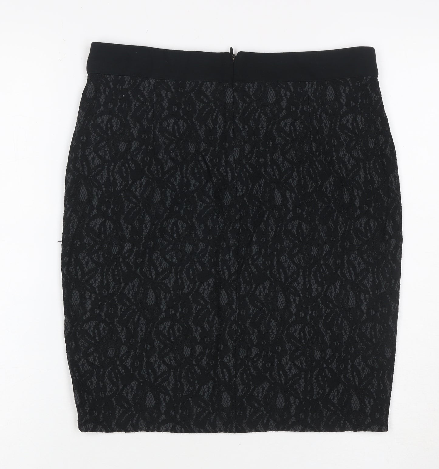 Esprit Women Black UK 8 Floral Lace Pencil Knee Length Skirt