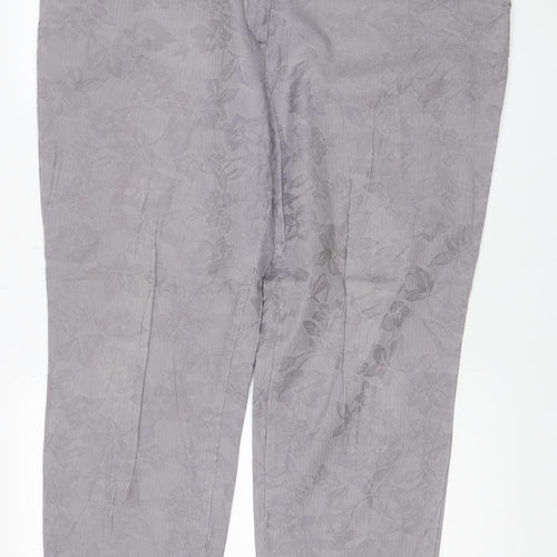 RJR John Rocha Women Grey Floral Jacquard Wide-Leg Jeans UK 18