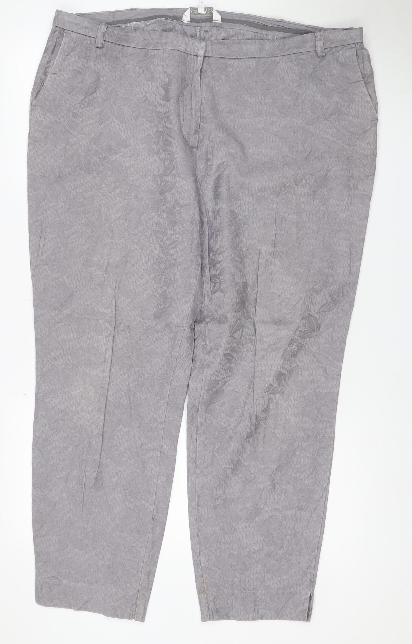 RJR John Rocha Women Grey Floral Jacquard Wide-Leg Jeans UK 18