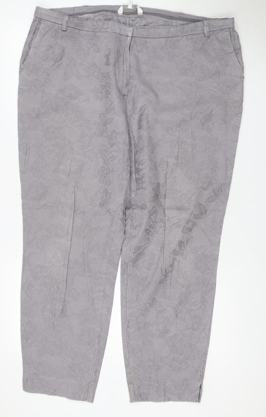 RJR John Rocha Women Grey Floral Jacquard Wide-Leg Jeans UK 18