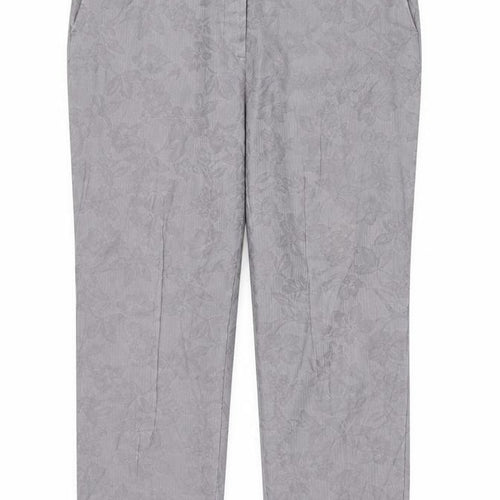 RJR John Rocha Women Grey Floral Jacquard Wide-Leg Jeans UK 18