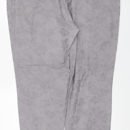 RJR John Rocha Women Grey Floral Jacquard Wide-Leg Jeans UK 18