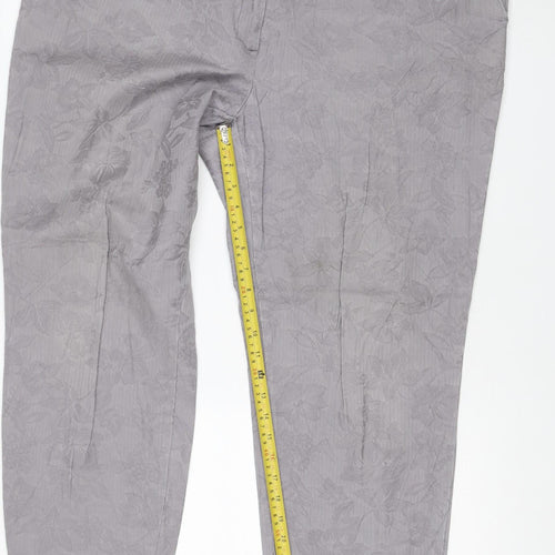 RJR John Rocha Women Grey Floral Jacquard Wide-Leg Jeans UK 18
