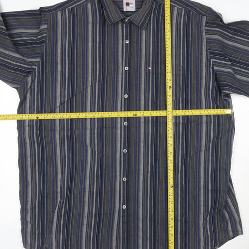 Jupiter Men Blue Striped XXL Cotton Blend Long Sleeve Button-Up Shirt