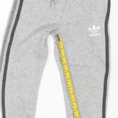 adidas Boys Grey 9-10 Years Jogger Track Pants Logo Side Stripe