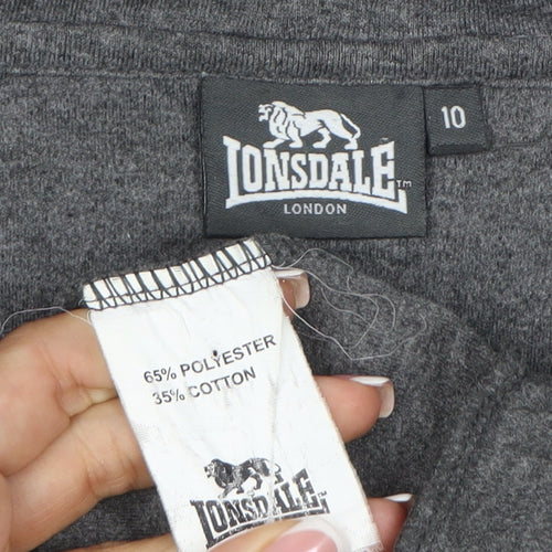 Lonsdale London Women’s Grey Pink Logo Full Zip Hoodie UK 10