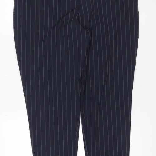 Marks & Spencer Limited Edition Women Blue Pinstripe Wide-Leg Trousers UK 14