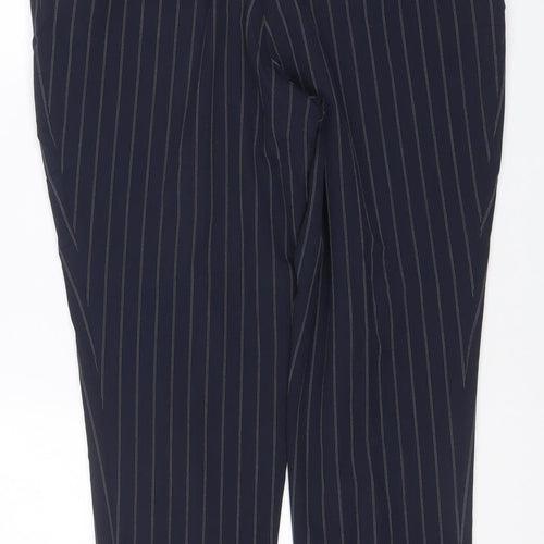 Marks & Spencer Limited Edition Women Blue Pinstripe Wide-Leg Trousers UK 14