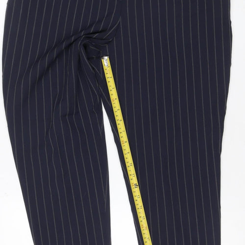 Marks & Spencer Limited Edition Women Blue Pinstripe Wide-Leg Trousers UK 14