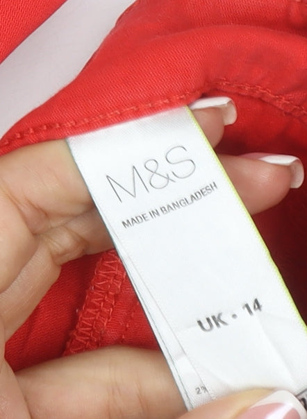 M&S Autograph Women’s Red UK 14 Cropped Stretch Cotton Trousers