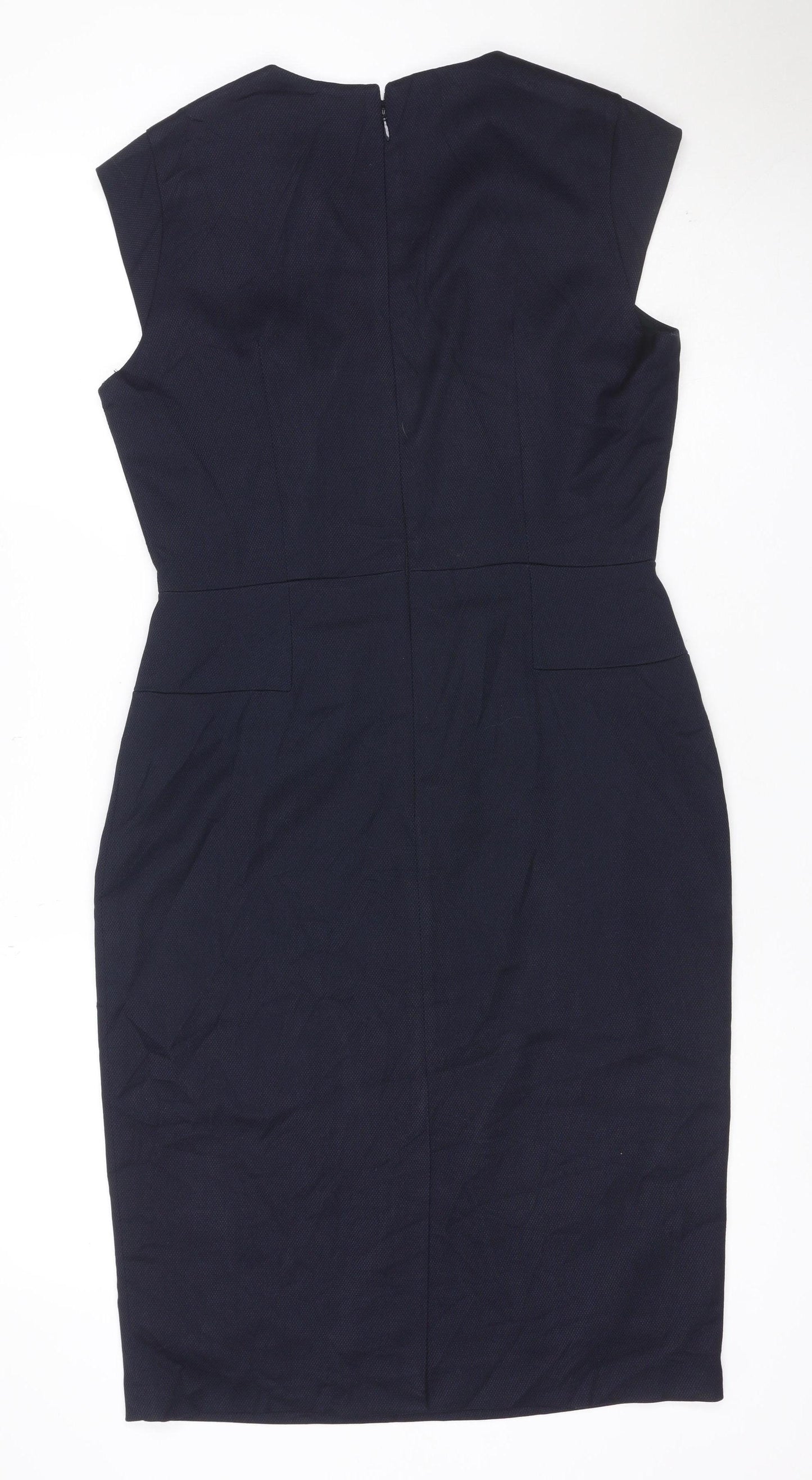 Next Women Blue UK 8 Sheath Knee Length Tailoring Work Dress