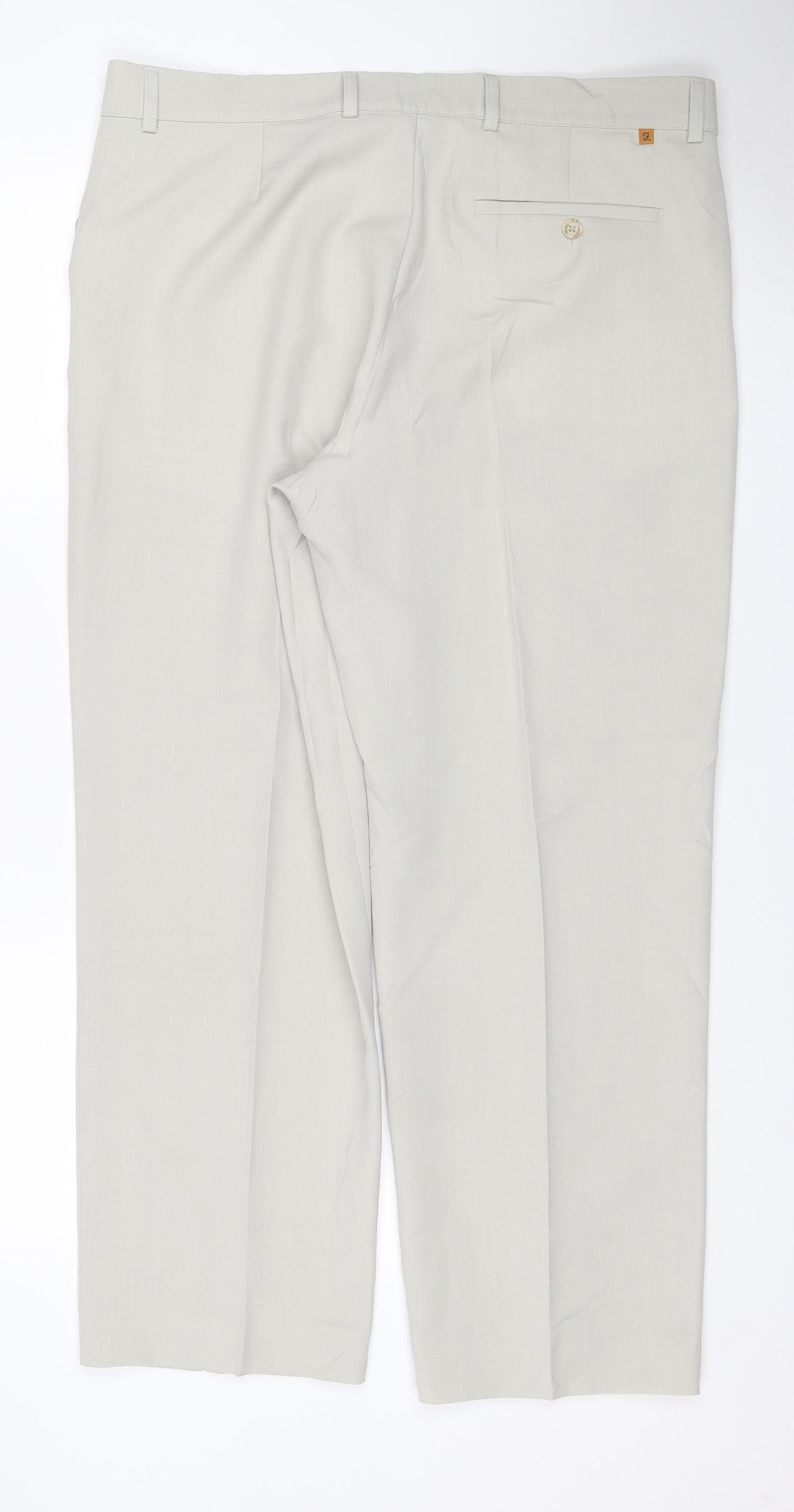 Farah Men's Beige 38W 29L Straight Flat Front Dress Trousers