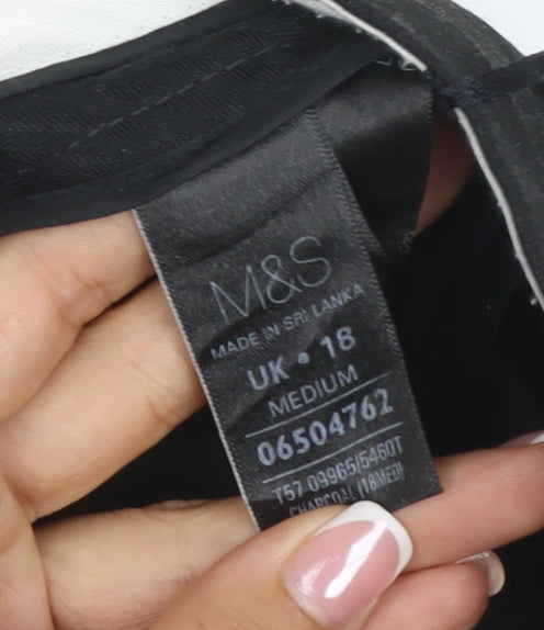 Marks and Spencer Women Black UK 18 Medium Straight Stretch Dress Trousers