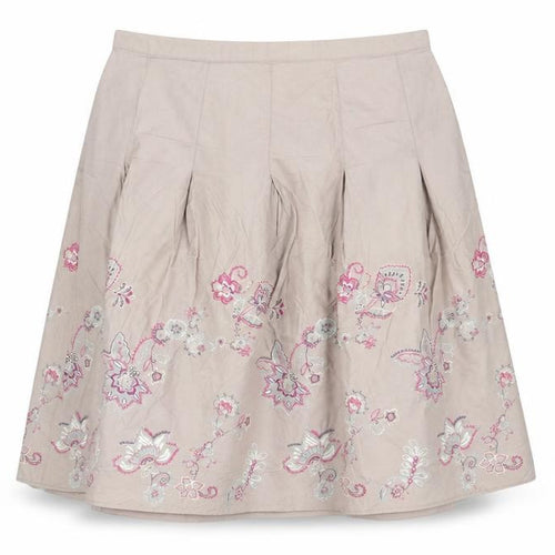Marks & Spencer Women Beige UK 18 Floral Embroidered A-Line Skirt