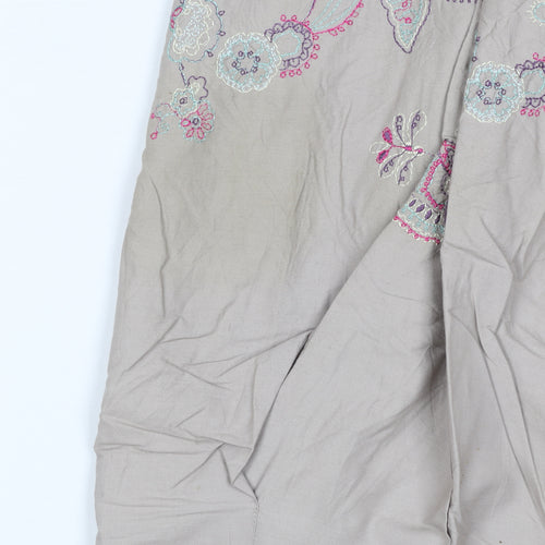 Marks & Spencer Women Beige UK 18 Floral Embroidered A-Line Skirt