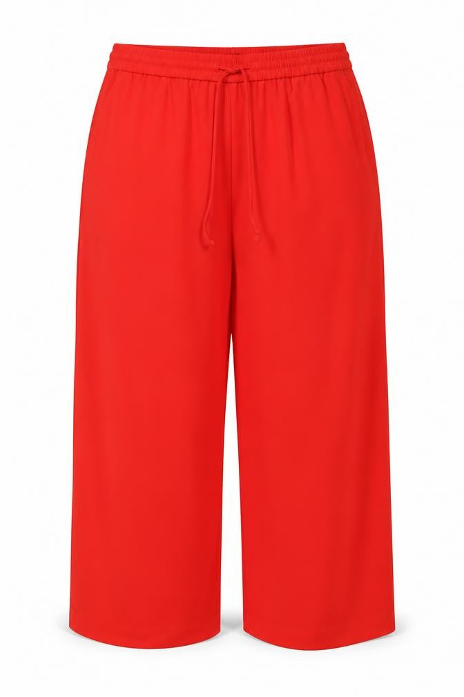 Front view of Marks & Spencer women’s red uk 18 short wide-leg drawstring trousers