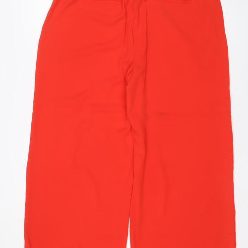 M&S Womens Red UK 18 Short Wide-Leg Drawstring Trousers