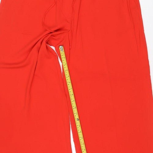 M&S Womens Red UK 18 Short Wide-Leg Drawstring Trousers