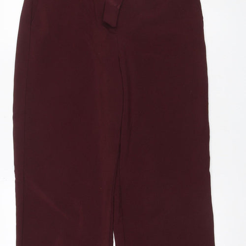 Mango Women Red UK 12 Belted Straight Leg Dress Trousers