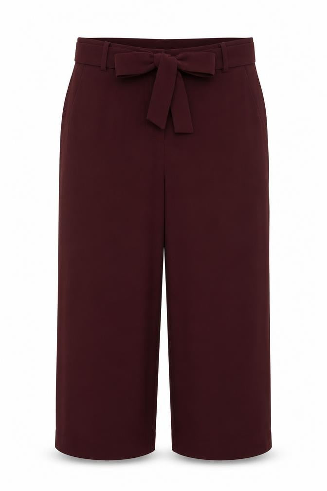 Mango Women Red UK 12 Belted Straight Leg Dress Trousers