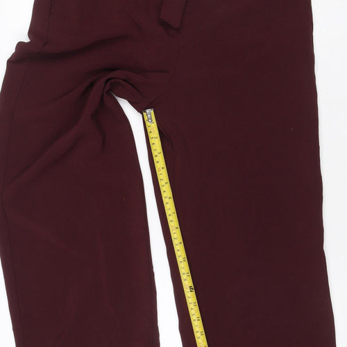 Mango Women Red UK 12 Belted Straight Leg Dress Trousers