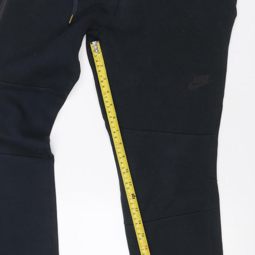 Nike Boys Black S Tech Fleece Jogger Trousers Drawstring Zip Pocket
