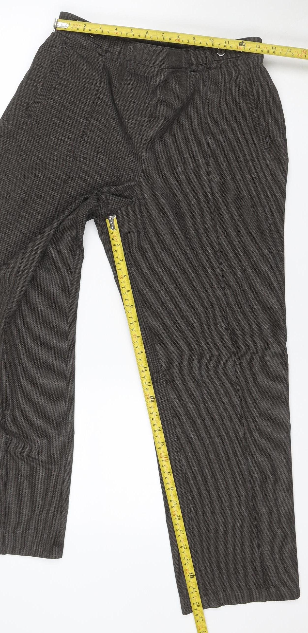 Marks and Spencer Women Grey UK 12 Short Straight Work Trousers