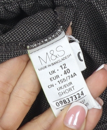 Marks and Spencer Women Grey UK 12 Short Straight Work Trousers