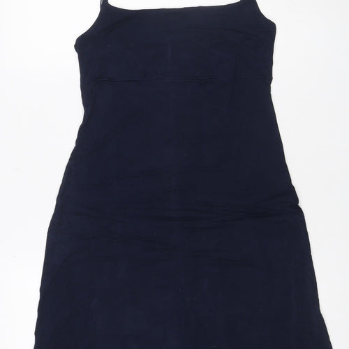 Benetton Women’s Blue Silk Maxi Slip Dress Size S Strappy V-Neck