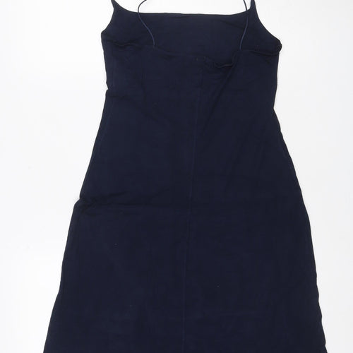 Benetton Women’s Blue Silk Maxi Slip Dress Size S Strappy V-Neck