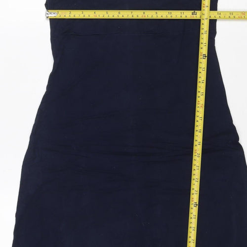 Benetton Women’s Blue Silk Maxi Slip Dress Size S Strappy V-Neck