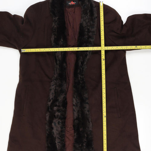 Alorna Super Fina Women’s Size 16 Brown Wool Blend Fur Trim Mid-Length Coat