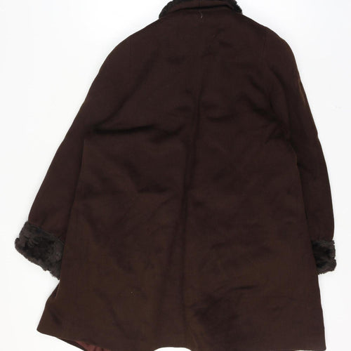 Alorna Super Fina Women’s Size 16 Brown Wool Blend Fur Trim Mid-Length Coat