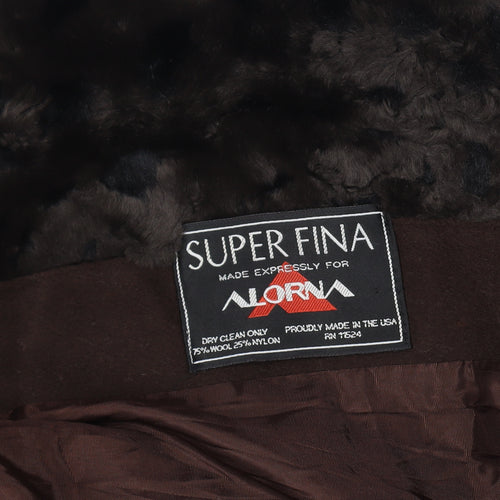 Alorna Super Fina Women’s Size 16 Brown Wool Blend Fur Trim Mid-Length Coat