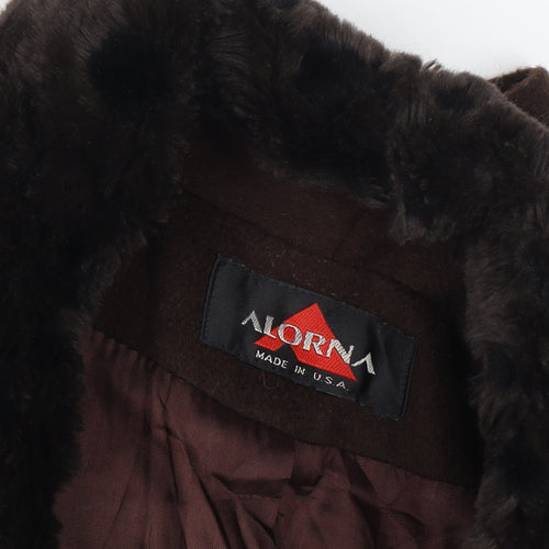 Alorna Super Fina Women’s Size 16 Brown Wool Blend Fur Trim Mid-Length Coat