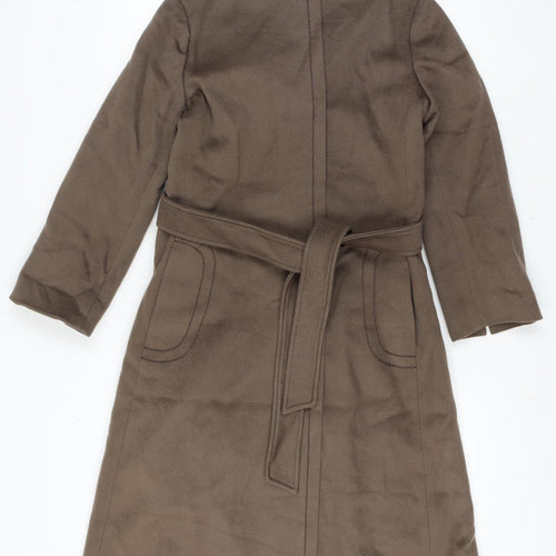 Sterling Stall Women’s Size 8 Brown Pure Virgin Wool Belted Long Overcoat
