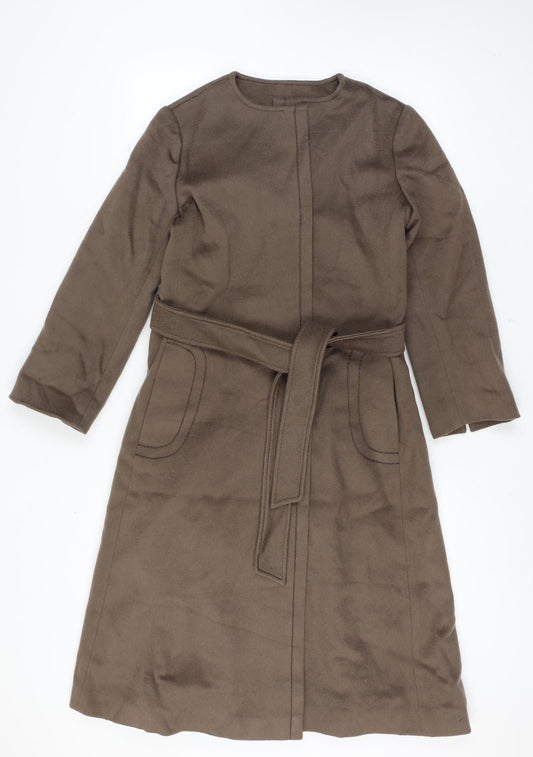 Sterling Stall Women’s Size 8 Brown Pure Virgin Wool Belted Long Overcoat