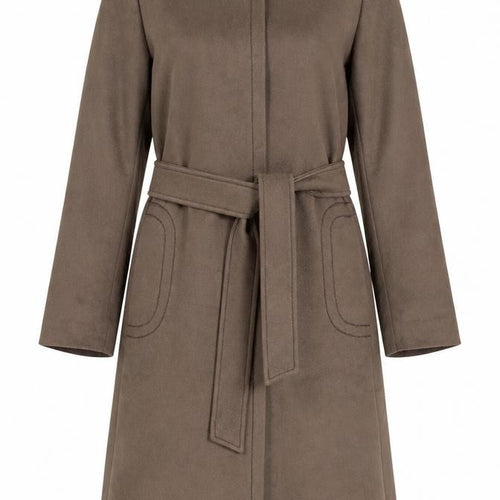 Sterling Stall Women’s Size 8 Brown Pure Virgin Wool Belted Long Overcoat