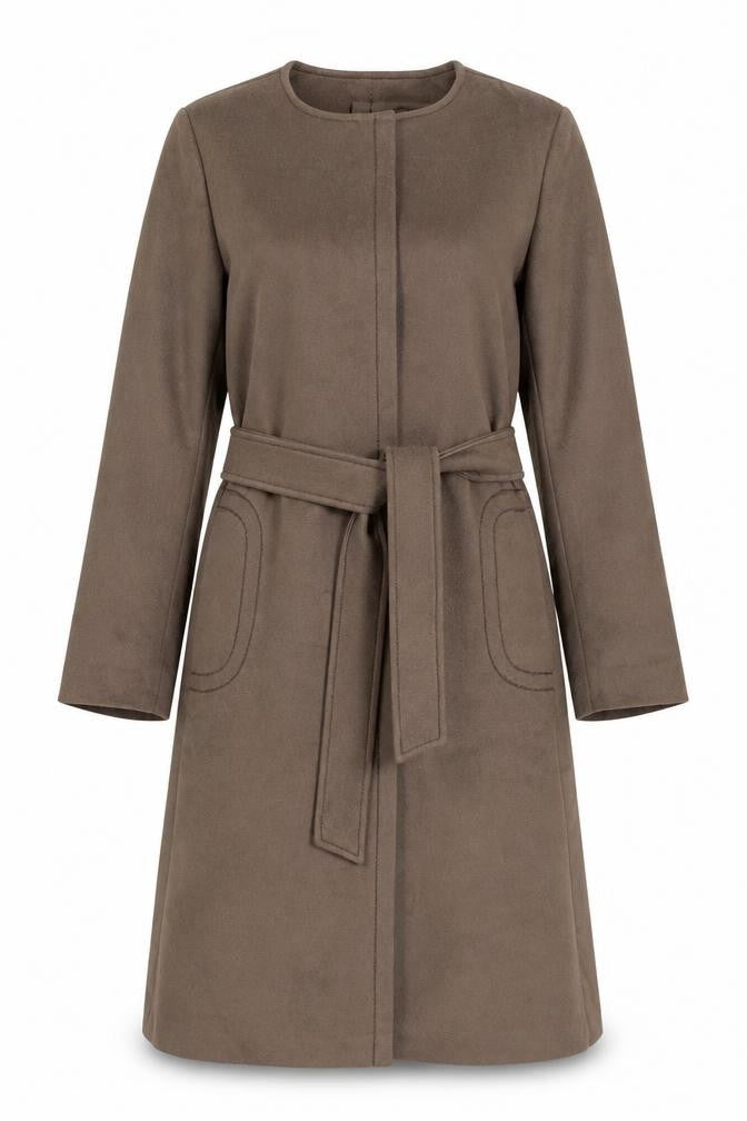 Sterling Stall Women’s Size 8 Brown Pure Virgin Wool Belted Long Overcoat