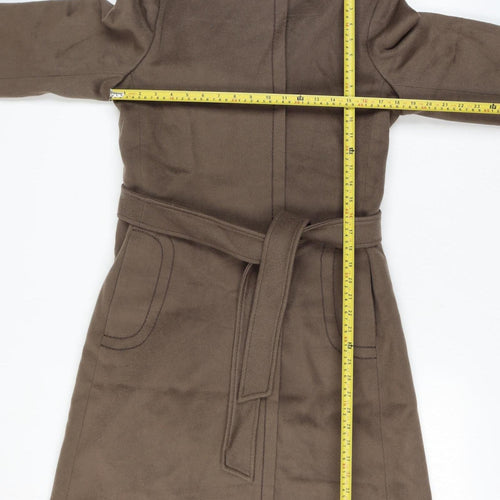 Sterling Stall Women’s Size 8 Brown Pure Virgin Wool Belted Long Overcoat