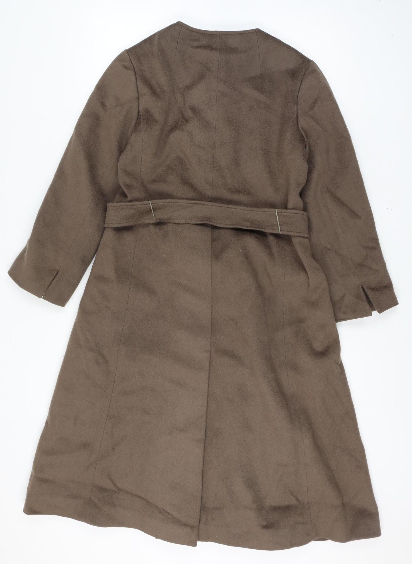 Sterling Stall Women’s Size 8 Brown Pure Virgin Wool Belted Long Overcoat