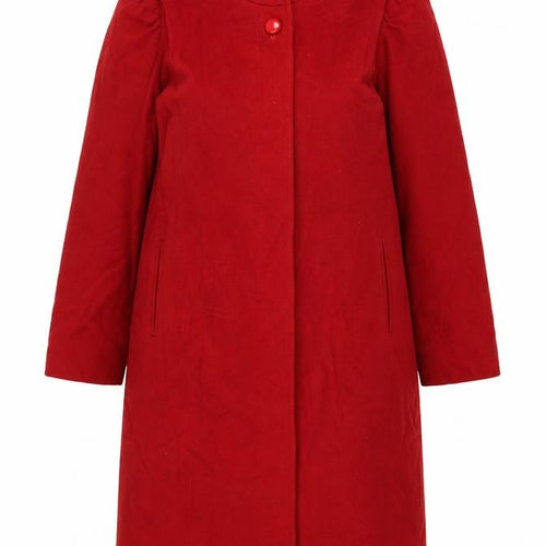 Kareen Women's Size 10 Red Wool Long Overcoat Lined Collared Pockets