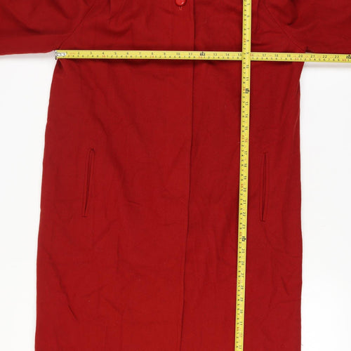 Kareen Women's Size 10 Red Wool Long Overcoat Lined Collared Pockets