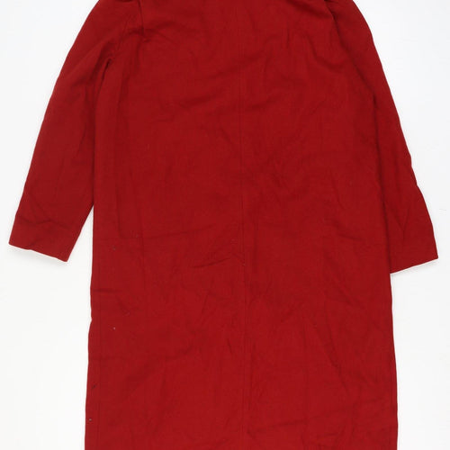 Kareen Women's Size 10 Red Wool Long Overcoat Lined Collared Pockets