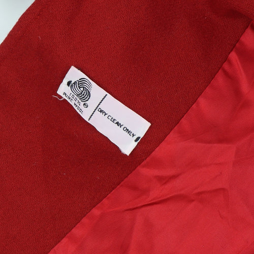 Kareen Women's Size 10 Red Wool Long Overcoat Lined Collared Pockets