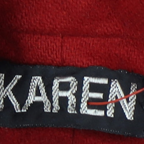 Kareen Women's Size 10 Red Wool Long Overcoat Lined Collared Pockets