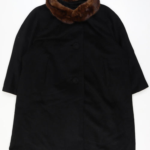 Richard H Martin Women’s Size 18 Black Wool Fur Trim Vintage Long Overcoat