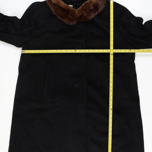 Richard H Martin Women’s Size 18 Black Wool Fur Trim Vintage Long Overcoat